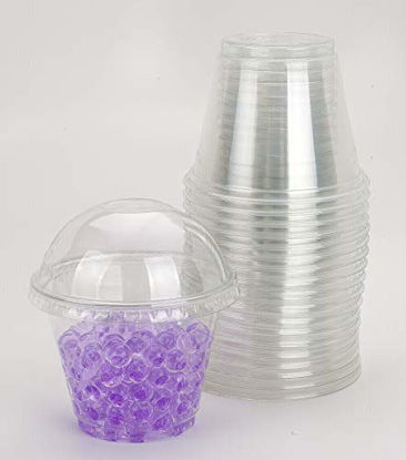 Picture of GOLDEN APPLE Cup series, 9oz Clear Plastic cups with Dome lids no hole 25sets, BPA Free