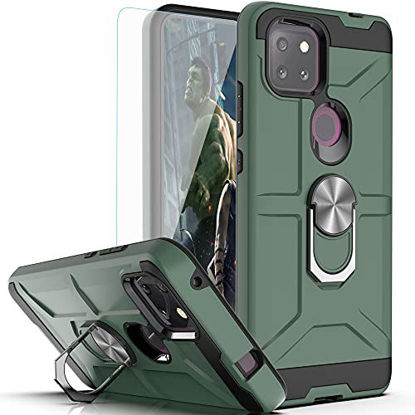 Picture of T-Mobile Revvl 5G Case TCL Revvl 5G Case with HD Screen Protector YmhxcY 360 Degree Rotating Ring Kickstand Holder Dual Layers of Shockproof Phone Case TCL Revvl 5G (6.5")-ZS Dark Green