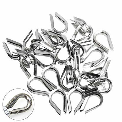 Picture of A+Selected 50 PCS M4 304 Stainless Steel Thimble for 1/8" - 5/32" Diameter Wire Rope Cable Thimbles Rigging