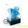 Picture of Bescon Gemini Glowing Polyhedral Dice 7pcs Set ICY Rocks, Luminous RPG Dice Set d4 d6 d8 d10 d12 d20 d%, Brick Box Packaging