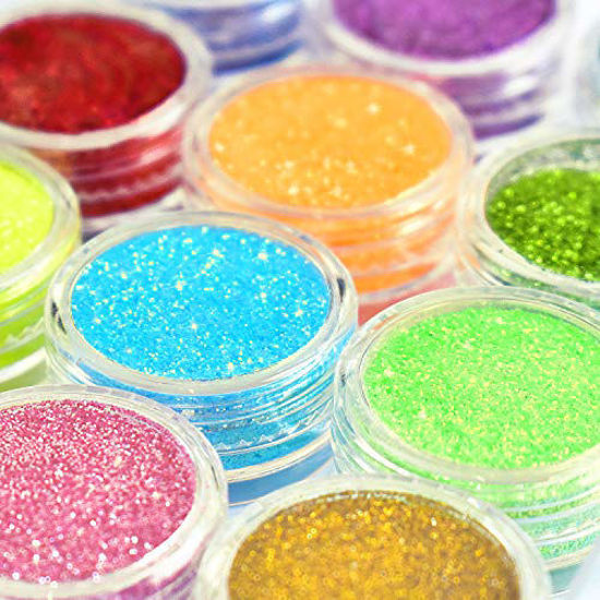 Picture of Glitter Wenida 12 Colors Holographic Cosmetic Laser Iridescent Festival Powder Sequins Craft Glitter for Arts Face Hair Body Nail