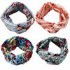 Picture of 4 Pack Women Headband Boho Floal Style Criss Cross Head Wrap Hair Band Set2