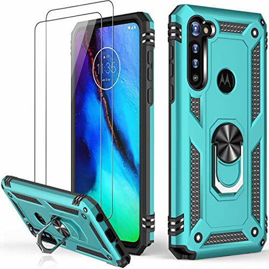 Picture of LUMARKE Moto G Stylus Case with Screen Protector,Pass 16ft. Drop Tested Military Grade Cover with Magnetic Ring Kickstand Car Mount Holder,Protective Phone Case for Moto G Stylus Teal