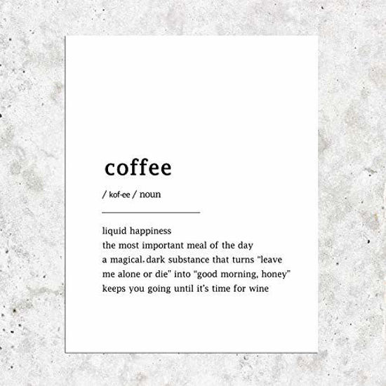 Picture of Coffee Definition Print Shimmer Quote Wall Art Paper Sign Poster Coffee Lovers Gift Kitchen Wall Decor Print Modern Minimalist 8x10inch Unframed