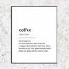 Picture of Coffee Definition Print Shimmer Quote Wall Art Paper Sign Poster Coffee Lovers Gift Kitchen Wall Decor Print Modern Minimalist 8x10inch Unframed