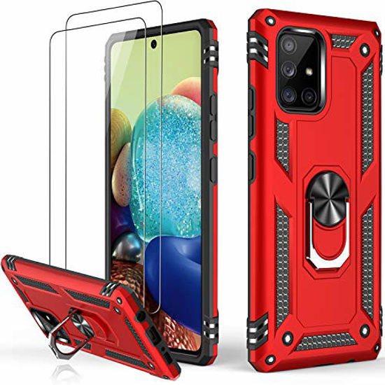 Picture of LUMARKE Galaxy A71 5G Case,Pass 16ft. Drop Tested Military Grade Cover with Magnetic Ring Kickstand Compatible with Car Mount Holder,Protective Phone Case for Samsung Galaxy A71 5G Red