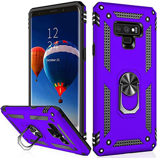 Picture of IKAZZ Galaxy Note 9 Case,Samsung Note 9 Cover Military Grade Shockproof Heavy Duty Protective Phone Case Pass 16ft Drop Test with Magnetic Kickstand for Samsung Galaxy Note 9 Purple