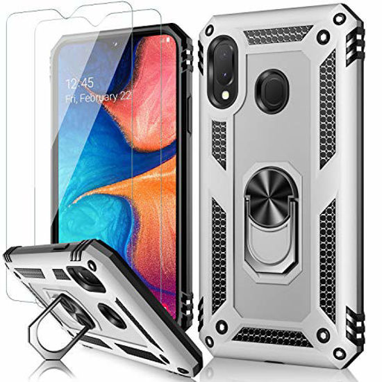 Picture of MERRO Galaxy A20 Case with Screen Protector,Galaxy A30 Cover Pass 16ft Drop Test Military Grade Shockproof Protective Phone Case with Magnetic Kickstand for Samsung Galaxy A20/A30 Silver