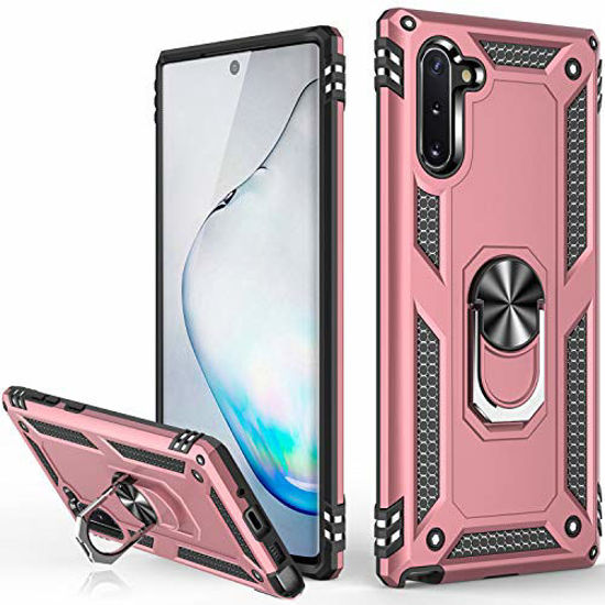 Picture of LUMARKE Galaxy Note 10 Case,(NOT for Big Note 10+ Plus),Pass 16ft. Drop Test Military Grade Cover with Magnetic Ring Kickstand,Protective Phone Case for Samsung Galaxy Note 10 Rose Gold