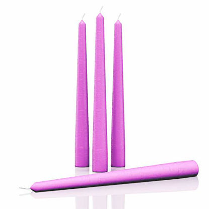 Picture of CANDWAX 12 inch Taper Candles Set of 4 - Dripless and Smokeless Candle Unscented - Slow Burning Candle Sticks - Lavender Candle Taper