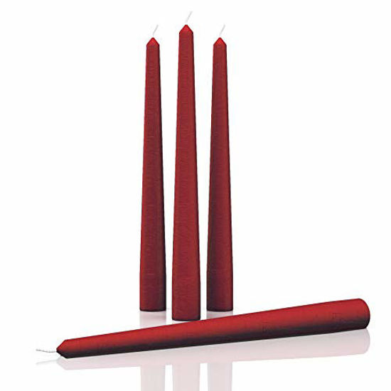 25 Red Unscented Wax Taper Candles, 8 Hour Burn Time