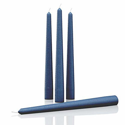 Picture of CANDWAX 12 inch Taper Candles Set of 4 - Dripless and Smokeless Candle Unscented - Slow Burning Candle Sticks - Dark Blue Candle Taper