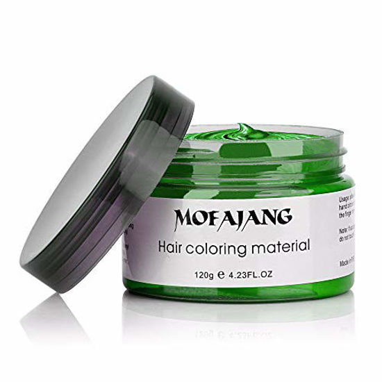 Picture of Green Temporary Hair Dye Wax Natural Instant Hair Color Wax Pomades 4.23 oz ,Hair Styling Clay for Party, Cosplay , Halloween,Christmas