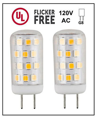 Picture of CBconcept UL Listed, G8 LED Light Bulb (Standard 37mm Length), 2 Pack, 3 Watt, 310 Lumen, Not Dimmable, Pure White 6000K, 360 degree Beam Angle, 35W Equivalent, JCD Halogen Replacement Bulb