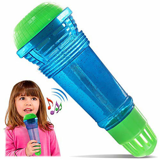 Picture of Novelty Place Echo Mic for Kids and Toddlers - Battery-Free Magic Karaoke Microphone Voice Amplifying Retro Toy for Singing, Speech & Communication Therapy - 10" (Blue & Green)