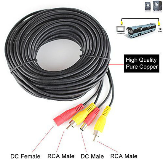 Picture of RCA DC Power Audio Video AV Extension Cable for CCTV Security Car Tuck Bus Trailer Reverse Parking Camera 10 Meters 32Ft by HitCar