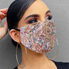 Picture of Gortin Sparkle Sequins Mouth Cover Glitter Washable Masquerade Mouth Shield Breathable Reusable Dust Proof Mouth Coving Decorative Party Jewelry Accessory Filter Pocket for Women Girls (Gold)