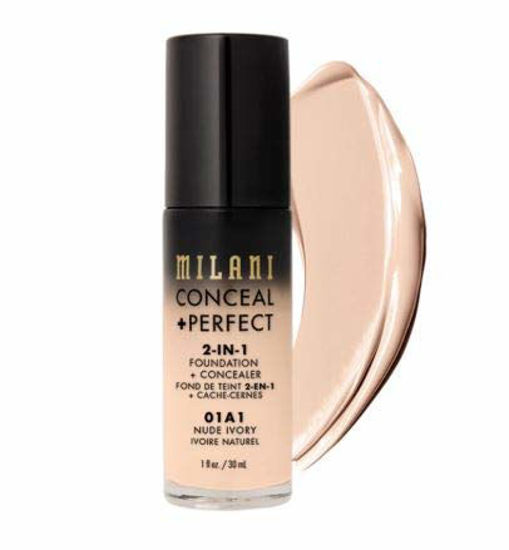 Picture of Milani Conceal + Perfect 2-in-1 Foundation + Concealer - Nude Ivory (1 Fl. Oz.) Cruelty-Free Liquid Foundation - Cover Under-Eye Circles, Blemishes & Skin Discoloration for a Flawless Complexion