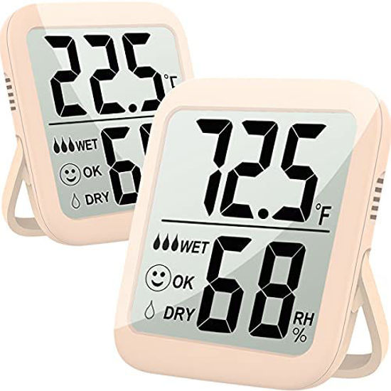 GetUSCart- Humidity Gauge, 2 Pack Max Indoor Thermometer Hygrometer  Humidity Meter Temperature and Humidity Monitor with Dual Sensors for Bed  Room, Pet Reptile, Plant, Greenhouse, Basement, Humidor, Guitar