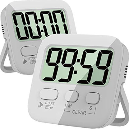 Picture of Timers, Classroom Timer for Kids, Kitchen Timer for Cooking, Egg Timer, Magnetic Digital Stopwatch Clock Timer for Teacher, Study, Exercise, Oven, Cook, Baking, Desk - AAA Battery Included - 2 Pack