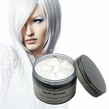 Picture of BeeShine Hair Coloring Wax, Ivory White Disposable Instant Matte Hairstyle Mud Cream Hair Pomades for Kids Men Women to Cosplay Nightclub Masquerade Transformation