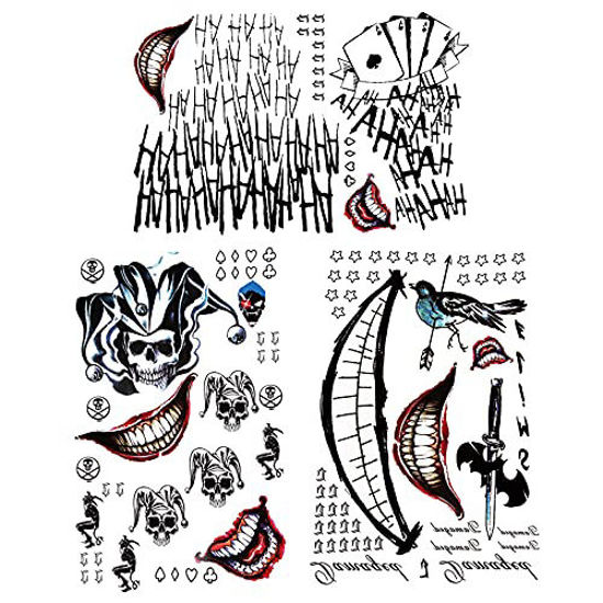 Picture of Fake Temporary Tattoos, 3-Sheet Men Temporary Tattoo Sticker for Halloween Costume Cosplay