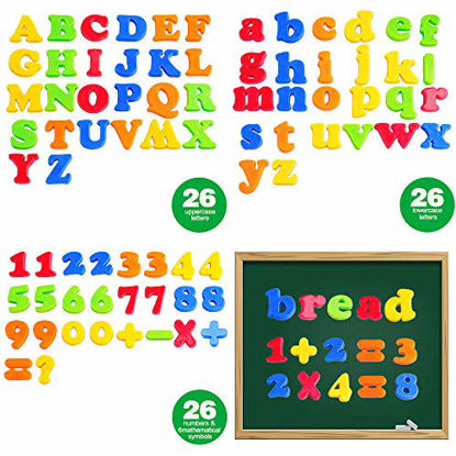 Picture of Magnetic Letters Numbers Alphabet ABC 123 Fridge Magnets Plastic Toy Set for Kids Educational Toys Preschool Learning Spelling Counting Uppercase Lowercase Math Symbols for Toddlers 3 Years Old & Up