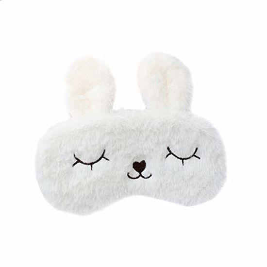 Picture of Cute Plush Cartoon Animal Rabbit Bunny Funny Sleeping Mask for Kids Adult Eye Mask Silk White Sleep Mask for Kids Women