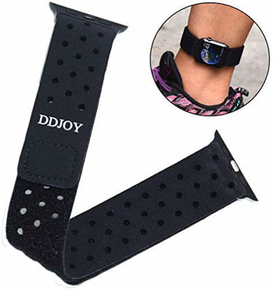 Picture of DDJOY Compatible Ankle Band Compatible with Apple Watch 42mm Series 3 2 1/ Apple Watch 44mm Series 5 4, Breathable Sport Loop Ankle Band for Men and Women (Black, Small)