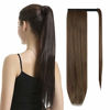 Picture of BARSDAR 26 inch Ponytail Extension Long Straight Wrap Around Clip in Synthetic Fiber Hair for Women - Golden Brown