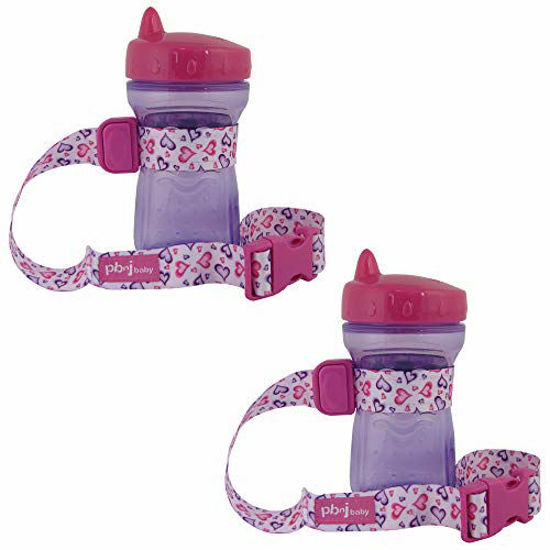 Picture of PBnJ Baby SippyPal Sippy Cup Holder Strap Leash Tether (Hearts 2-Pack)