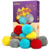 Picture of Chiwava 24PCS 1.8" Catnip Furry Cat Toys Ball Soft Pom Pom Balls Kitten Chase Quiet Play Assorted Color