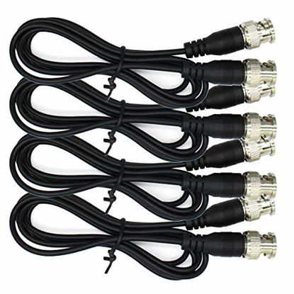Picture of ANVISION 4-Pack Black 1m 3.3ft BNC Male to BNC Male Jumper Cable with Black Connector for CCTV DVR to TV System