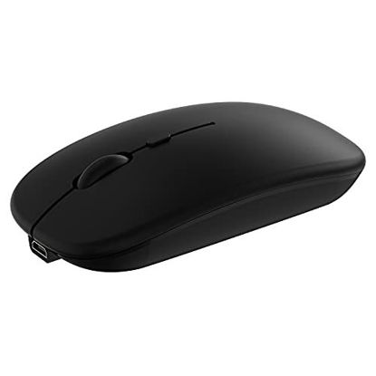 Picture of Wireless Bluetooth Mouse for Apple iPad iPhone MacBook Android Samsung Tablet Phone Dual-Mode Rechargeable 2.4G Portable Computer Mice for Windows Laptop Notebook PC Mac Desktop USB Receiver (Black)