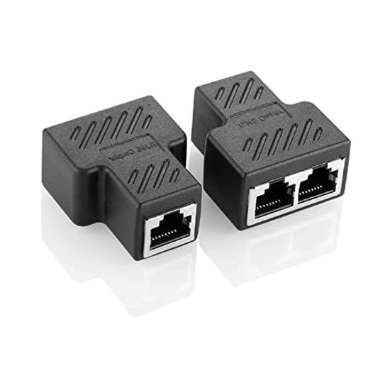 Picture of RJ45 Ethernet Splitter, 1 to 2 Ethernet Extender Connector Female to 2 Female 8P8C Extender Plug LAN Couple Network Splitter for Cat5 Cat5e Cat6 Cat6e Cat7 Cable. (1 Pair - Ethernet Splitter)