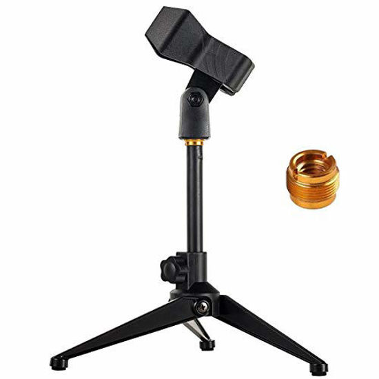 Picture of Universal Desktop Microphone Stand Adjustable MIC Tabletop Stand with Spring-Loaded Microphone Clip Such as Sm57 Sm58 Sm86 Sm87