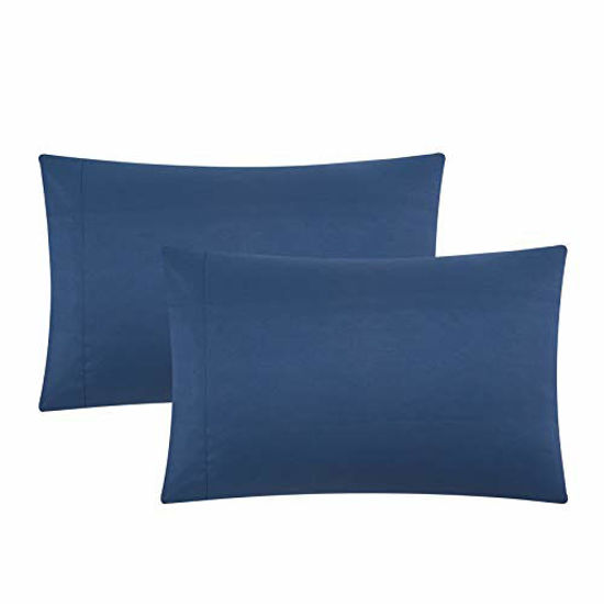 Picture of Evolive Ultra Soft Brushed Microfiber King Size 20"x40" Pillowcases Pair Set of 2 (Navy, 20"x40" King Size Pillowcases)