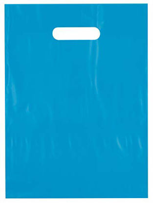 Picture of 9x12 Teal Die Cut Handle Plastic Shopping Bags 100/cs