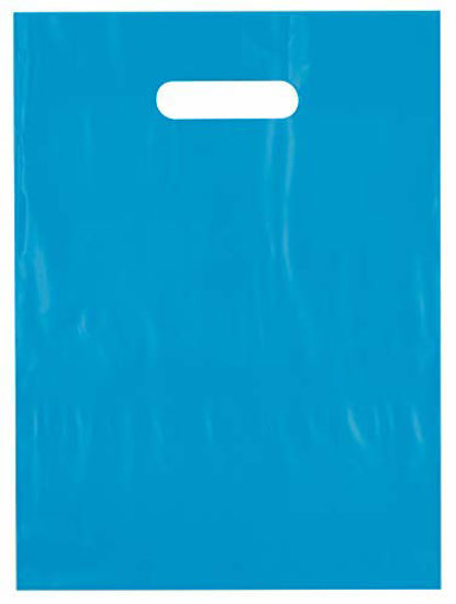 Picture of 9x12 Teal Die Cut Handle Plastic Shopping Bags 100/cs