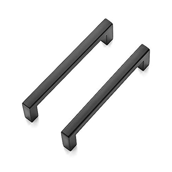 Picture of Ravinte 3 Pack Solid 3-3/4 Inch Center to Center Slim Square Bar Drawer Handles Kitchen Cabinet Handles Black Drawer Pulls Kitchen Cabinet Hardware Kitchen Handles Matte Black Cabinet Pulls