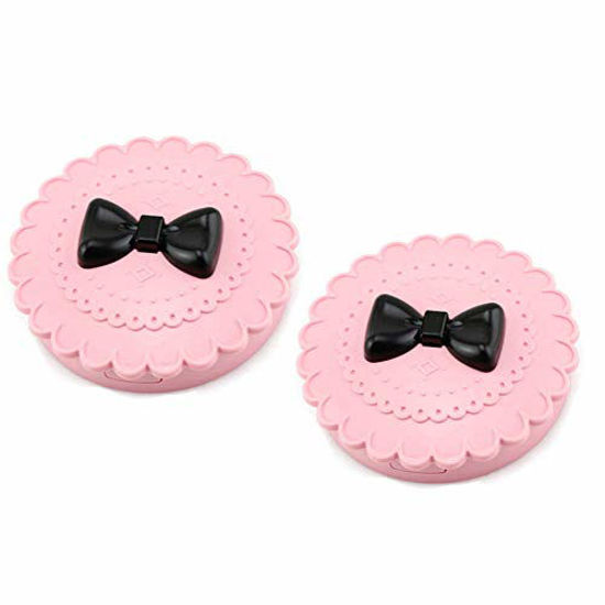 Picture of 2 PCS Cosmetic Case with Mirror Eyelash Case Makeup Storage Box Travel Cosmetic Bag Pink Place Eyelashes