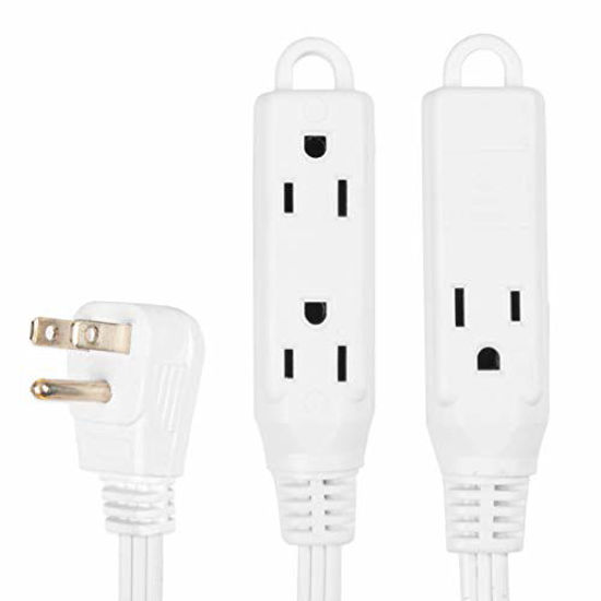 Picture of 6 Ft Extension Cord with 3 Electrical Power Outlet - 16/3 Durable White Cable