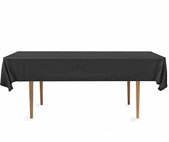 Picture of DecorRack 6 Rectangular Tablecloths -BPA- Free Plastic, 54 x 108 inch, Dining Table Cover Cloth Rectangle for Parties, Picnic, Camping and Outdoor, Disposable or Reusable in Black (6 Pack)