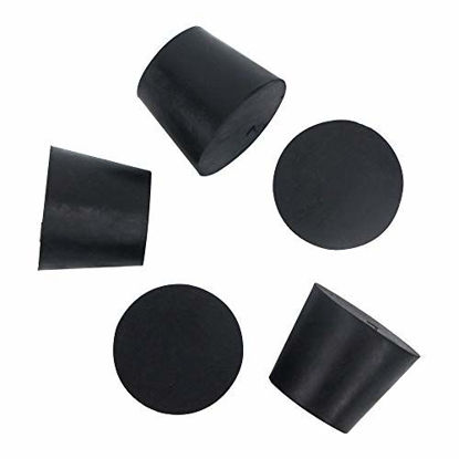 Picture of 5-Pack (Same Size) Solid Rubber Stoppers - Size #7-37mm (1.45in) x 28mm (1.10in) - 30mm (1.18in) Long - Black Lab Plug