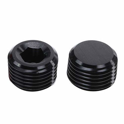 Picture of Aluminum 1/4" NPT Male Socket Allen Head Pipe Plugs, Black, Pack of 2