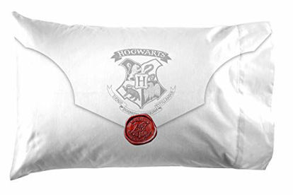 Picture of Jay Franco Harry Potter Lettered 1 Pack Pillowcase - Double-Sided Kids Super Soft Bedding - Features Hogwarts Invitation Sealed Envelope (Official Harry Potter Product)