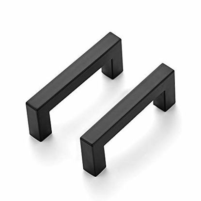 Picture of Ravinte 3 Pack 3 Inch Kitchen Square Cabinet Handles Matte Black Cabinet Pulls Black Drawer Pulls Kitchen Cabinet Hardware Kitchen Handles