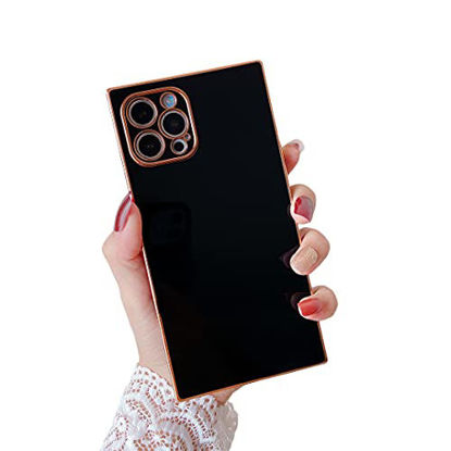 Picture of Cocomii Square Plated Plain Color iPhone 11 Pro Case, Slim Thin Glossy Soft TPU Silicone Rubber Rose Gold Plated Trunk Box Square Edges Bumper Cover Compatible with Apple iPhone 11 Pro 5.8" (Black)