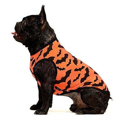 Picture of Fitwarm 100% Cotton Halloween Dog Clothes Scary Bat Dog Costumes Doggie Shirts Puppy Shirt Pet Vest Tank Top Cat Tee Orange Large