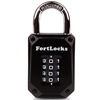 Picture of FortLocks Gym Locker Lock - 4 Digit, Heavy Duty, Hardened Stainless Steel, Weatherproof and Outdoor Combination Padlock - Easy to Read Numbers - Resettable and Cut Proof Combo Code - 1 Pack Black